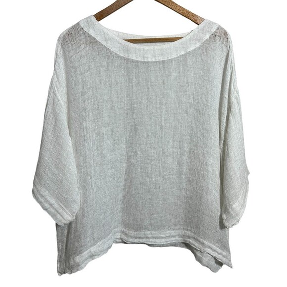 J. Jill Tops - J. Jill White Lightweight Linen-Blend Boxy Pullover